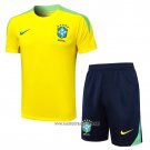 Tracksuit Brazil Short Sleeve 2024-2025 Yellow - Shorts