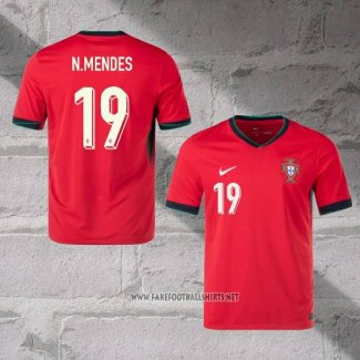 Portugal Player N.Mendes Home Shirt 2024