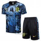 Tracksuit Brazil Jesus Short Sleeve 2024-2025 Blue - Shorts