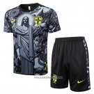 Tracksuit Brazil Jesus Short Sleeve 2024-2025 Black - Shorts