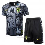 Tracksuit Brazil Jesus Short Sleeve 2024-2025 Black - Shorts