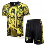 Tracksuit Brazil Jesus Short Sleeve 2024-2025 Yellow - Shorts