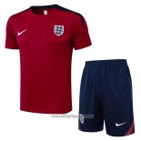 Tracksuit England Short Sleeve 2024-2025 Red - Shorts