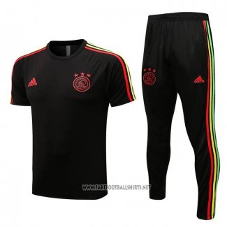 Tracksuit Ajax Short Sleeve 2022-2023 Black