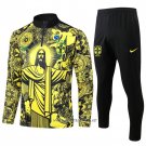 Sweatshirt Tracksuit Brazil Jesus Kid 2024-2025 Yellow