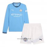 Manchester City Home Shirt Kid Long Sleeve 2024-2025