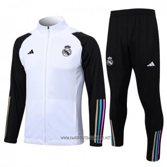 Jacket Tracksuit Real Madrid Kid 2023-2024 White and Black