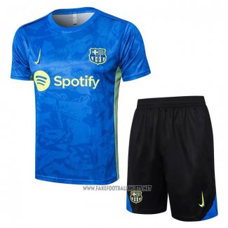 Tracksuit Barcelona Short Sleeve 2024-2025 Blue - Shorts