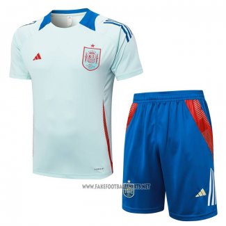 Tracksuit Spain Short Sleeve 2024-2025 Blue - Shorts