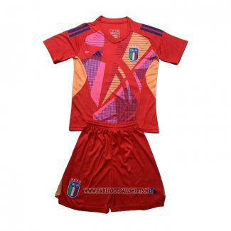 Italy Goalkeeper Shirt Kid 2024-2025 Red