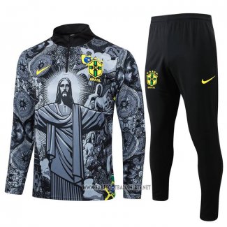 Sweatshirt Tracksuit Brazil Jesus Kid 2024-2025 Black